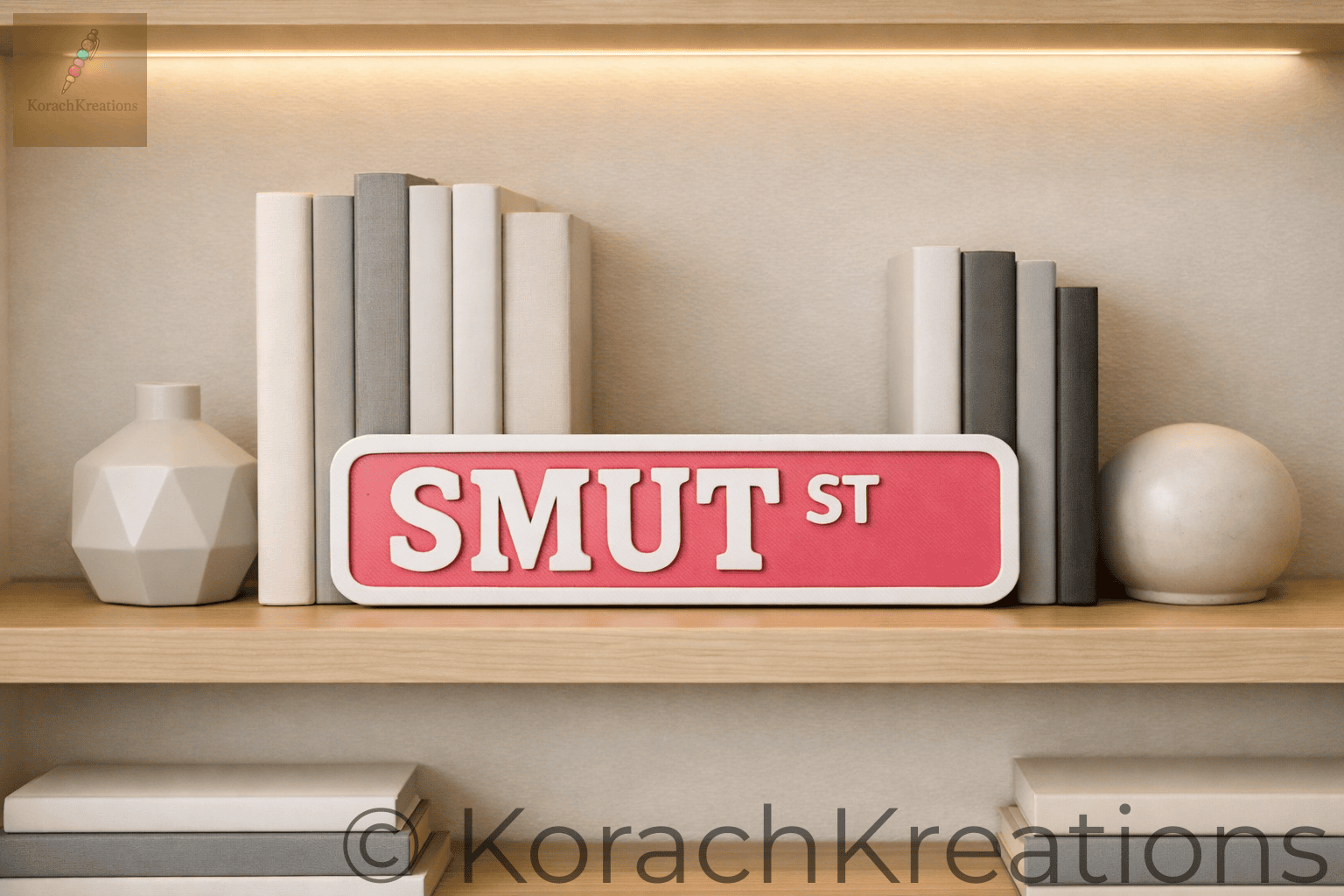 Smut St Street Sign Shelf Decor | Bookish Gift for Romance Readers