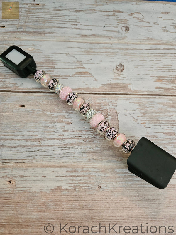 Beaded Book Light – Pink Leopard & Floral
