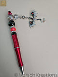 Dragon Charm Beaded Pen – Red Glitter Fantasy Pen