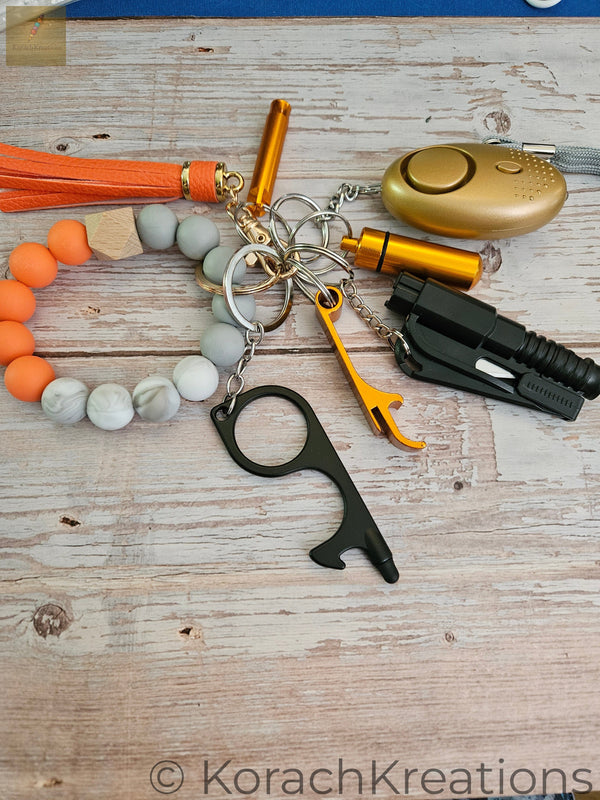 Personal Safety Alarm Keychain Wristlet Set